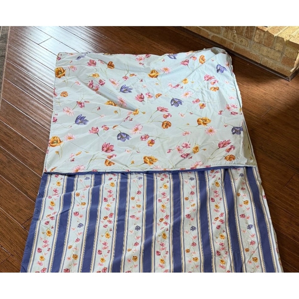 Cottimaryanne Italian Floral Striped Reversible Duvet Cover  Cottagecore Full